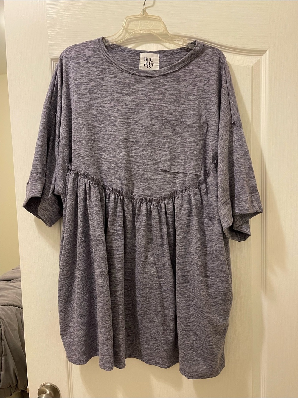 Three Bird Nest Heathered Purple Babydoll Mini Dress
